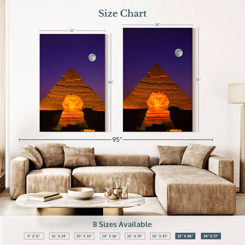 Le sphinx et la pyramide de Gizeh, H 51 po x l 34 po
