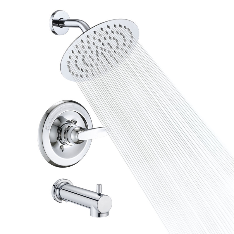 Tub Shower Faucet Set, High Pressure 8" Round Rain Shower Head (valve/cartridge Not Included), Chrome