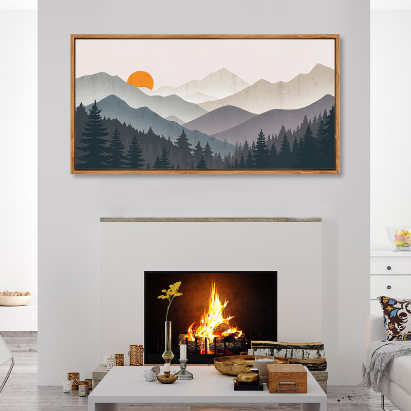 Grandes impressions murales abstraites sur toile encadrées de montagnes et de forêts pour chambre à coucher, salle à manger