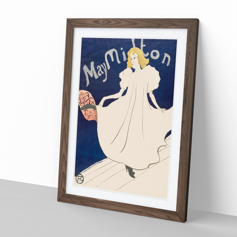 May Milton by Henri De Toulouse-Lautrec - Picture Frame Graphic Art, Walnut Framed, 48cm H x 36cm W x 2cm D