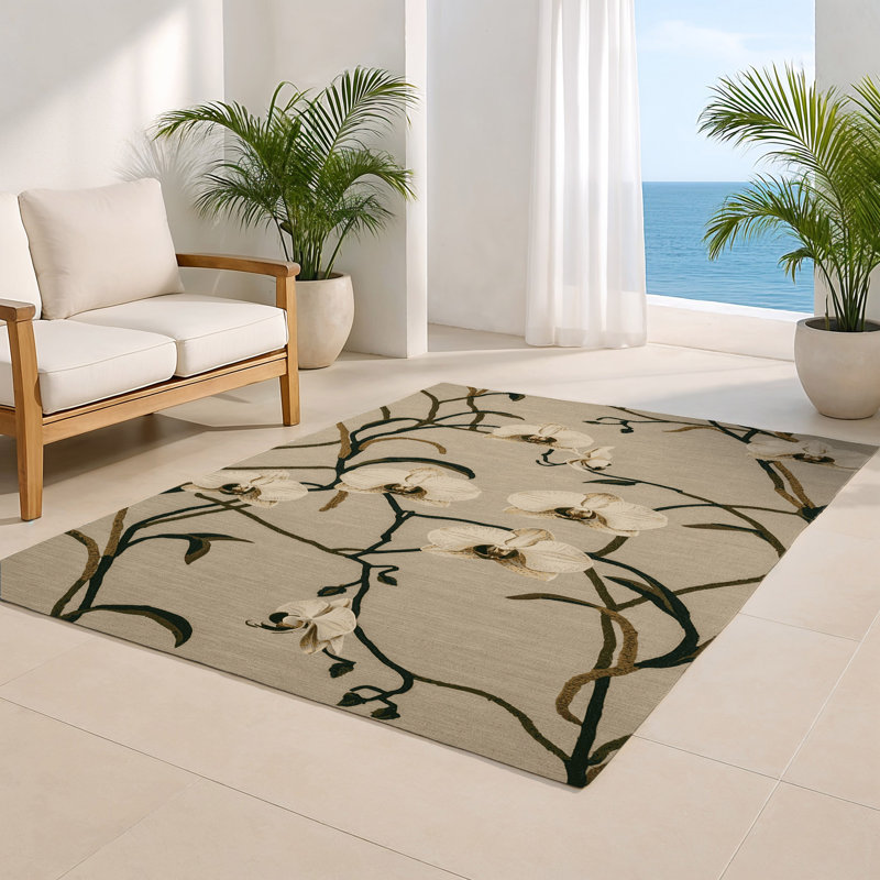 Tapis d'intérieur et d'extérieur brun Botanical, Rectangle 9 pi x 12 pi
