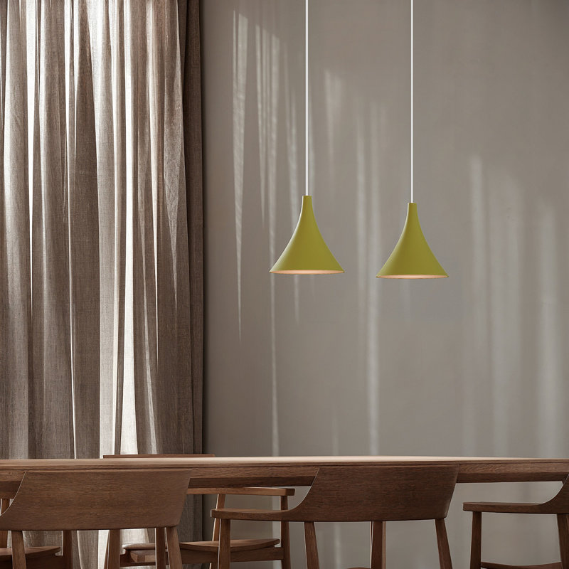 Gota Pendant Light, Mustard, White, 14" H x 9.84" W x 9.84" D
