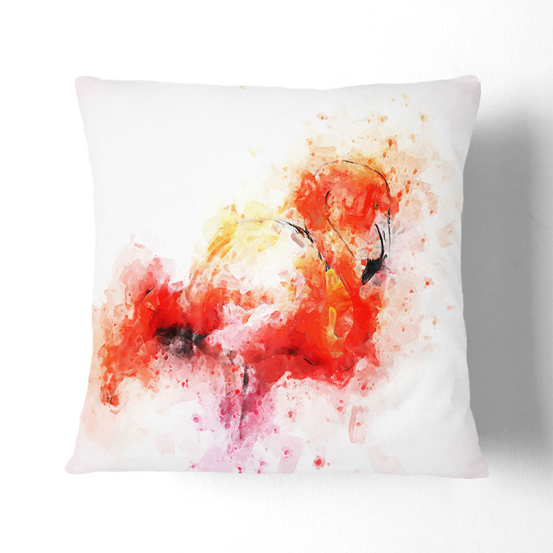 Lone Pink Flamingo Cushion with Filling, 55cm H x 55cm W x 20cm D