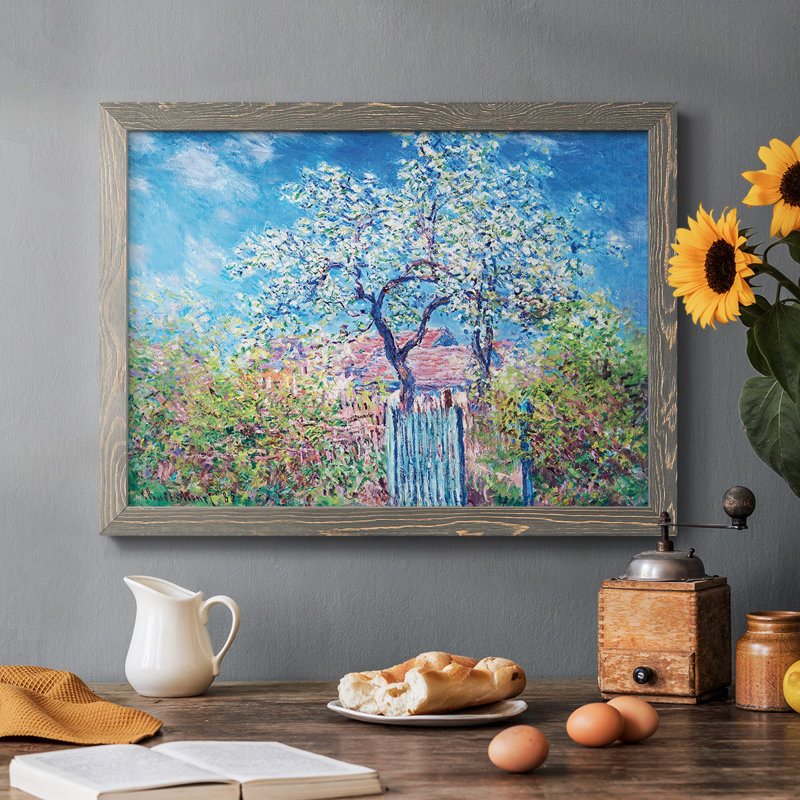 Poirier en fleurs, 1885 - reproduction d'art sur toile, H 18 po x l 26 po x P 1,5 po, Gris