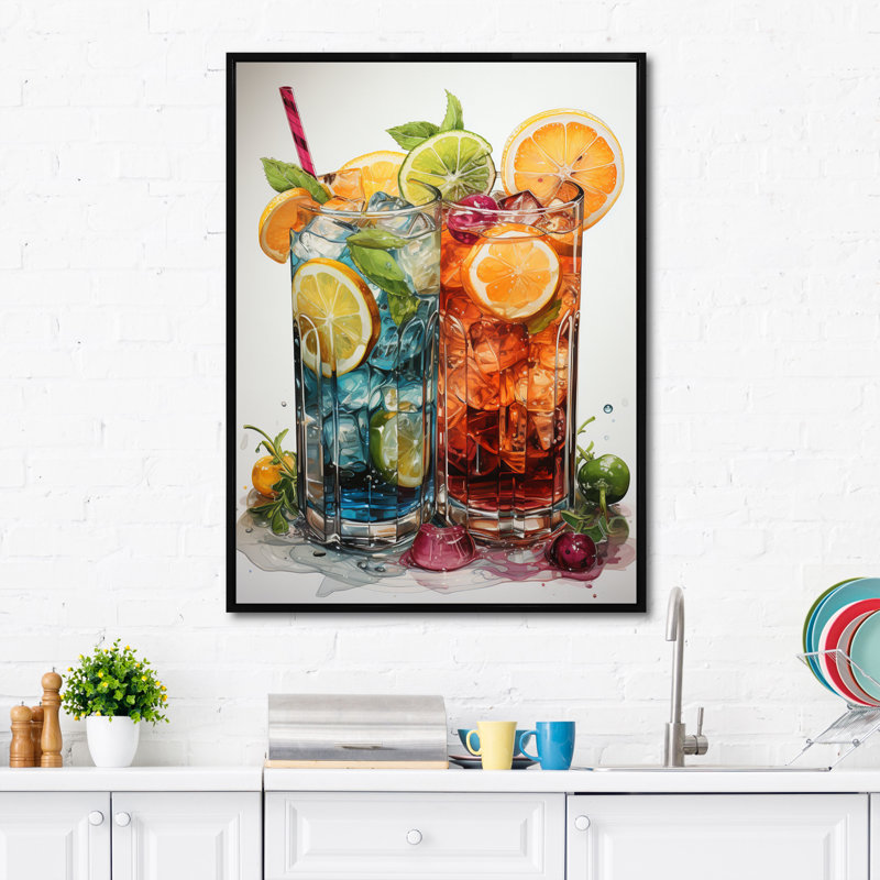 Jef Food Cocktail A Glamour II, H 32 po x l 16 po x P 1 po, Cadre flottant noir