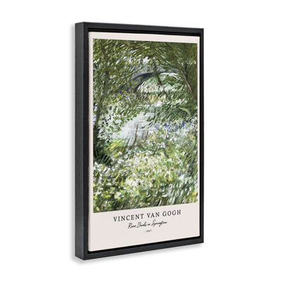 Classic River Banks At Springtime Floating Frame, design by Vintage Hustle