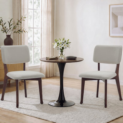 Chaises d'appoint de cuisine en bois d'hévéa massif avec assise rembourrée