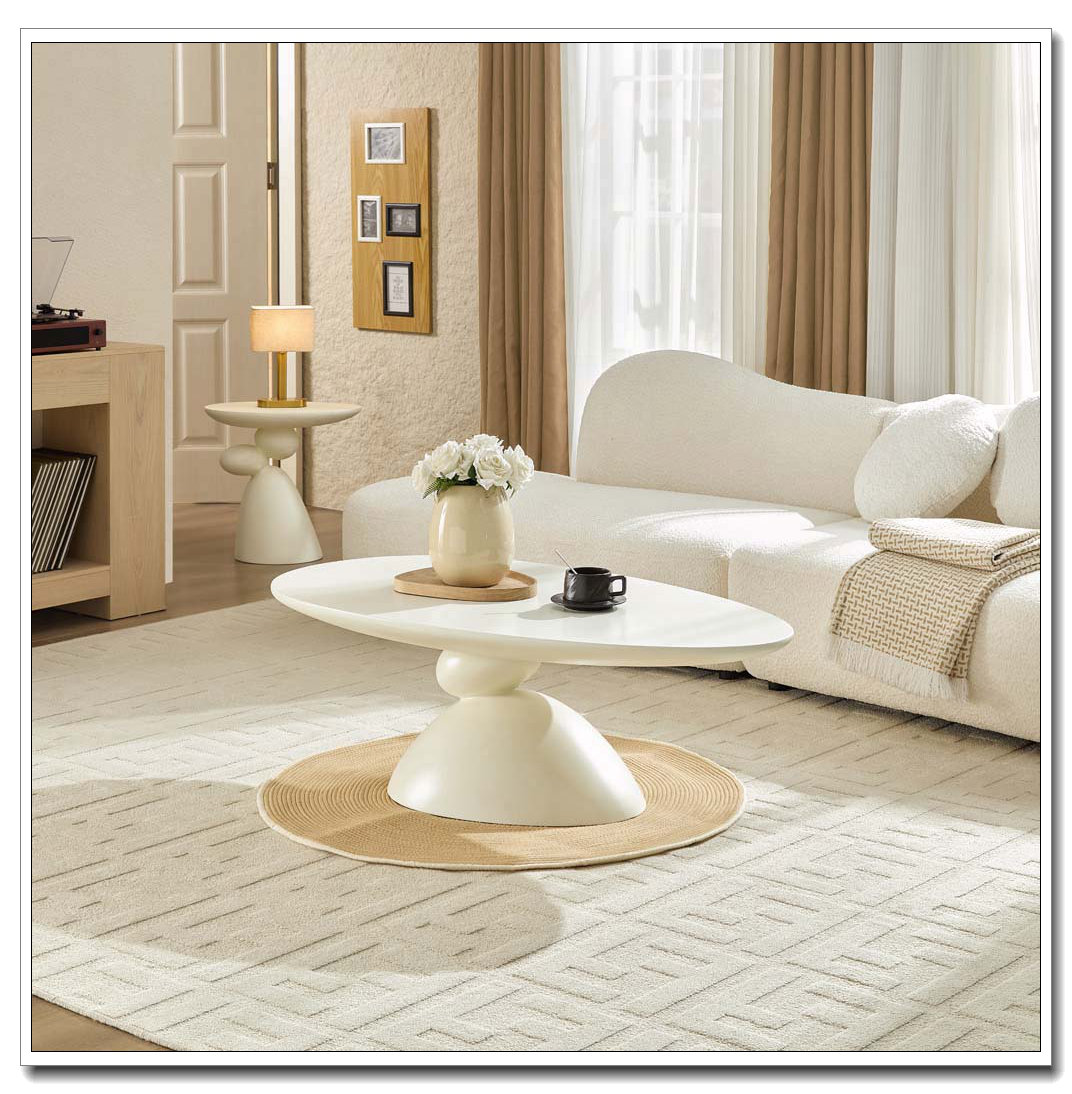 Latitude Run® 47.27"Fiberglass Oval Coffee Table with Sculptural Base ...