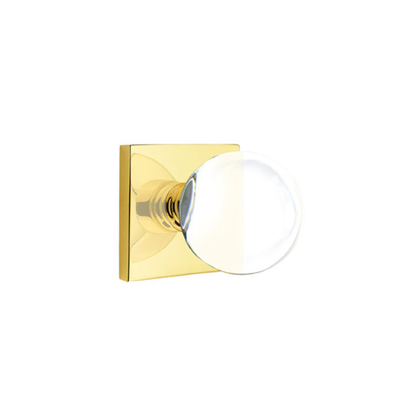 Ensemble de boutons d'intimité avec rosette carrée et bouton en verre Emtek, Laiton non laqué