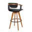 Tabouret de bar pivotant 1 pièce à hauteur fixe - 29 po en bambou noyer, similicuir noir-131670584-131670587