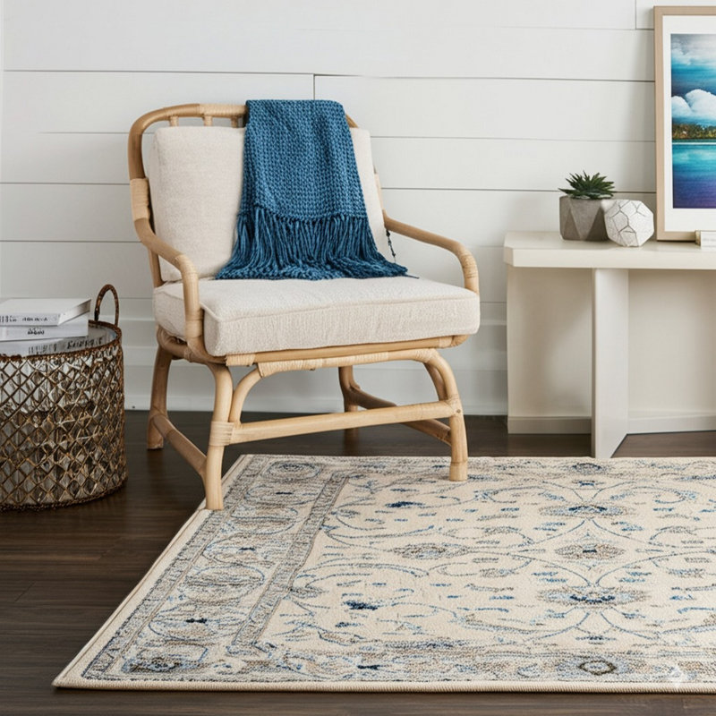 Beige Machine-Made Polypropylene Distressed Bohemian Isabella Rug by , Stylish and Durable Area Rug for Adding a Bohemian Touch to Your Living Room, Bedroom, Office, or Home Décor
