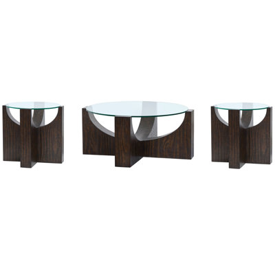 Table basse ronde avec 2 tables d'appoint