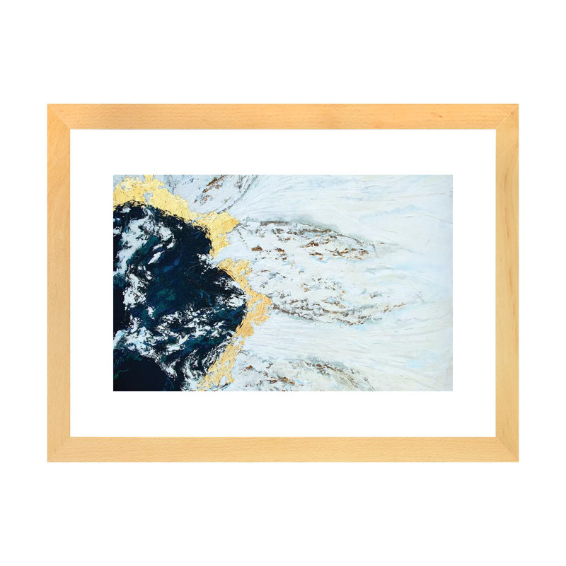 "Islande" par SpellBond Fine Art - impression d'art graphique, 16" H x 24" W x1" D, Natural Wood Paper, Blanc