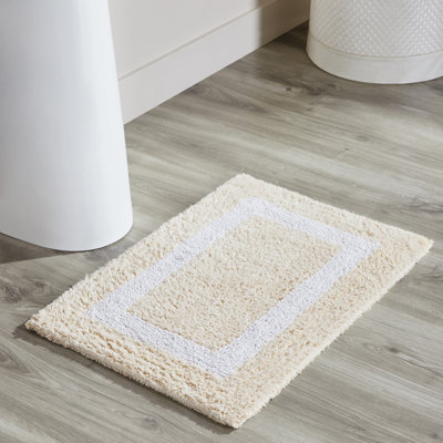 Widman 100% Cotton Tufted Reversible Bath Rug Super Absorbent, Machine Washable Bathroom Rug