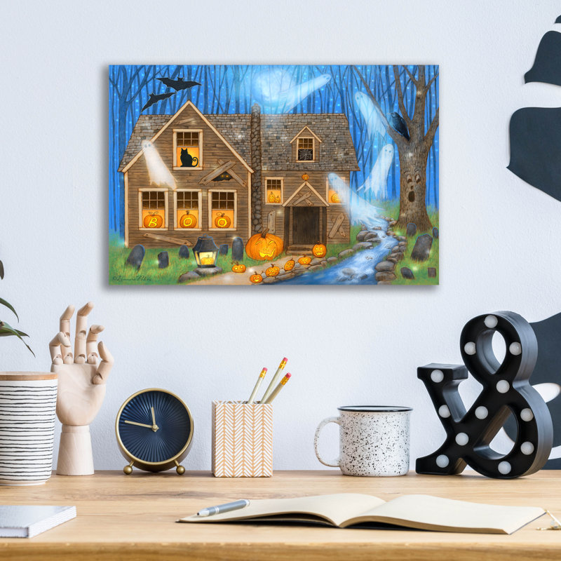 Art mural en verre "Pumpkin Party" par Art and a Little Magic, H 12 po x l 16 po x P 0,13 po
