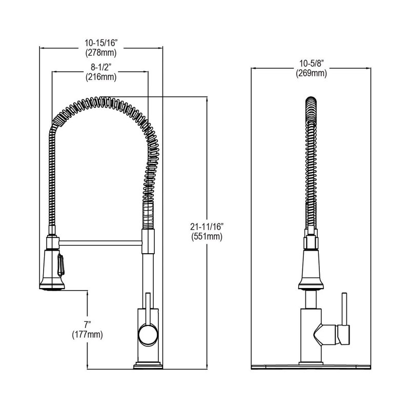 Avado Pull Down Single Handle Kitchen Faucet, Black Stainless and Chrome