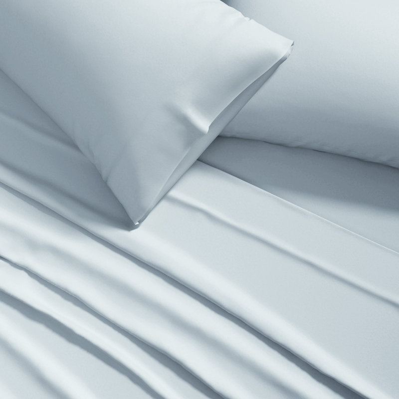 Ensemble de draps ultra-doux en microfibre prélavée, Ensemble de draps pour lit double + drap-housse + , Bleu rétro