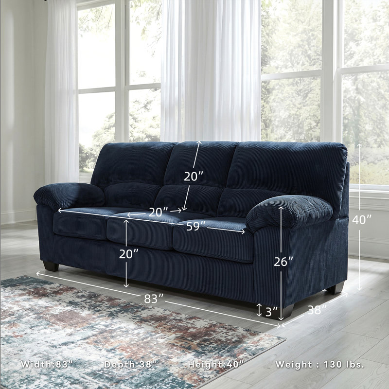 Castanon Sofa, Navy Polyester