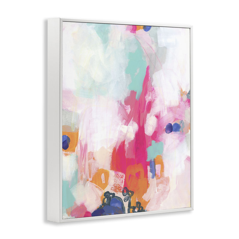 Rose et pastel, estampe numérique abstraite par Viggo Johansen, Estampe numérique encadrée blanc bord de mer