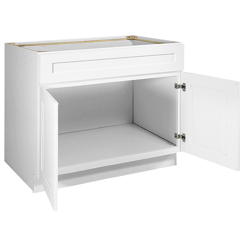 Design House Brookings Unassembled Shaker Sink Base Kitchen Cabinet, White, 42" W