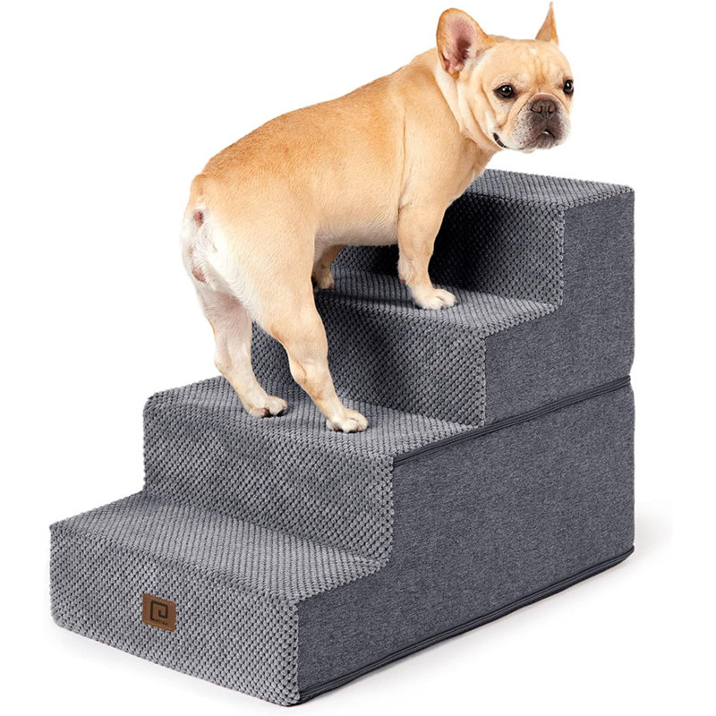 Escalier pour animal 3 marches Emalee, Gris, Petit (H 18 po x l 15 po x P 24 po)