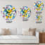 Jaune jaune, bleu et mauve chaos - horloge murale à motifs-688644992