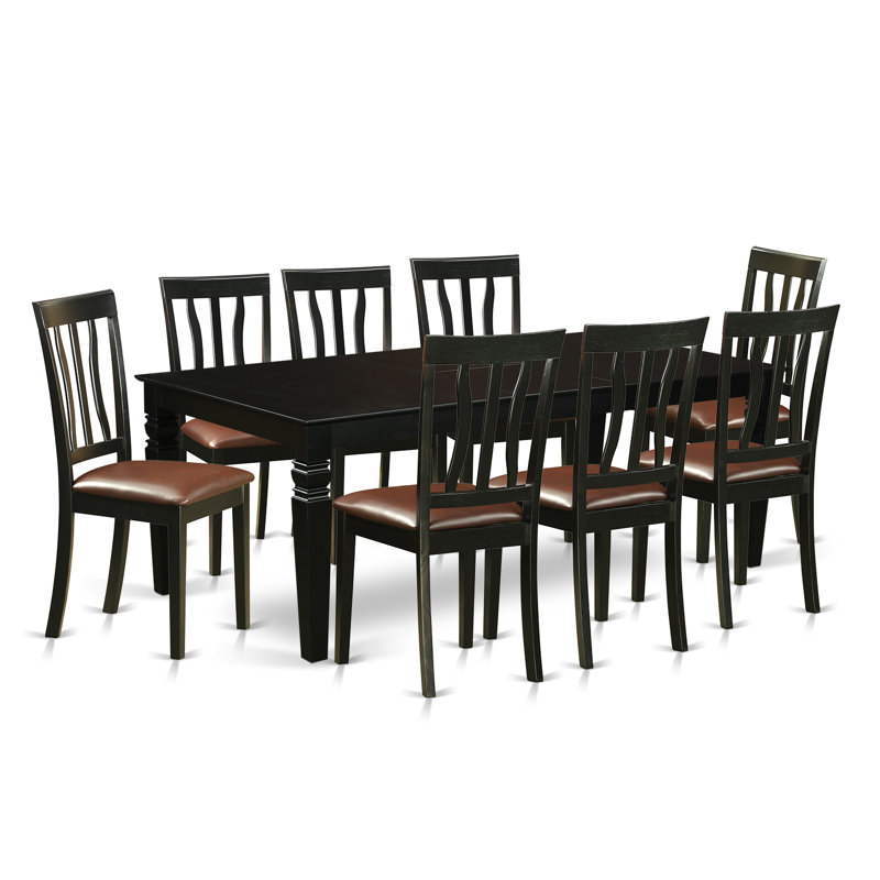 Ensemble de salle à manger Apatow, 9 pièces : table, 8 chaises, Noir / brun