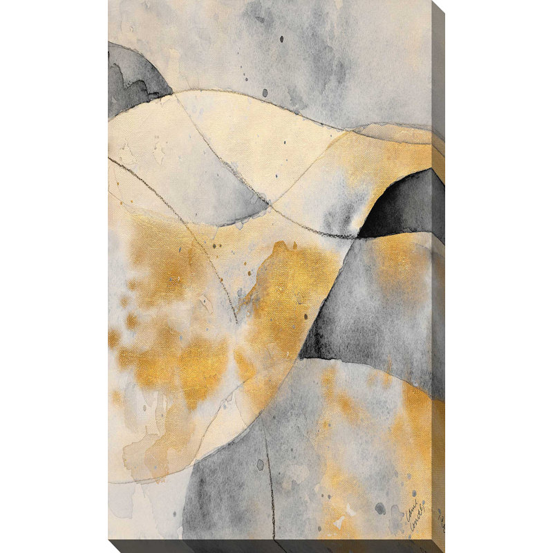 «Gray and Gold Fantasy I» par Lanie Loreth - reproduction d'art sur toile tendue, H 40 po x l 18 po x P 1 po