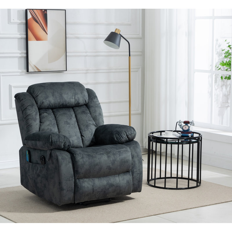 Emmadell 37' Wide Lift Recliner with Massage, Grayish Blue Microfiber