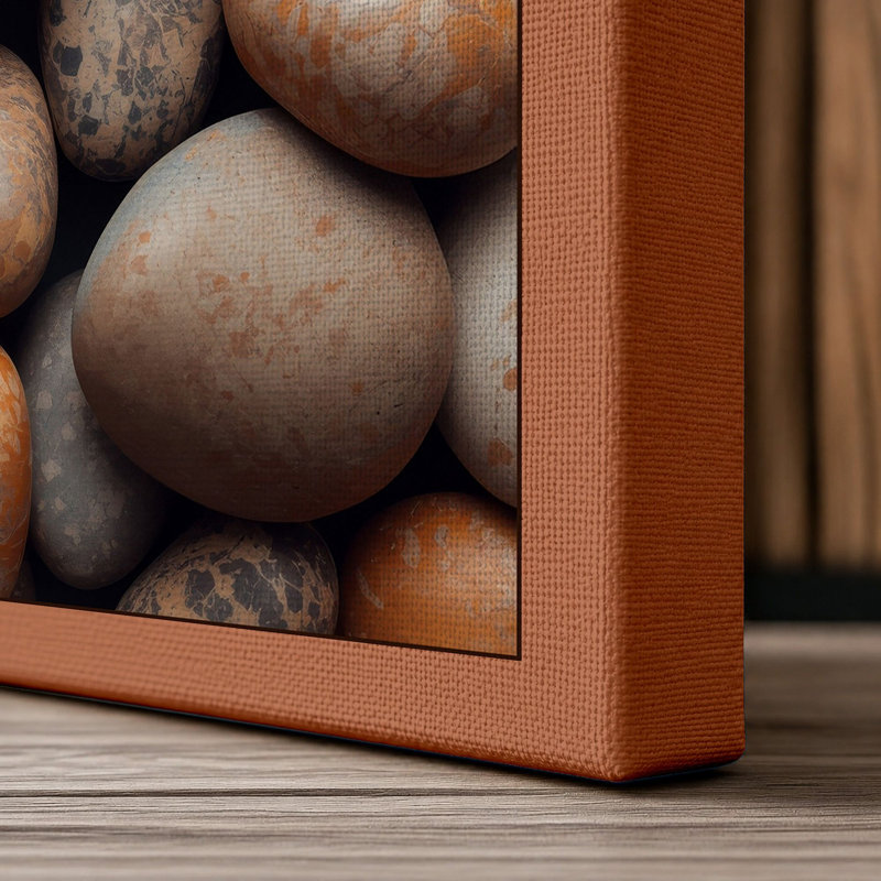 River Stones Minimalist - Wrapped Canvas, 18x12 - 45.7 x 30.5 cm, Terracotta Border