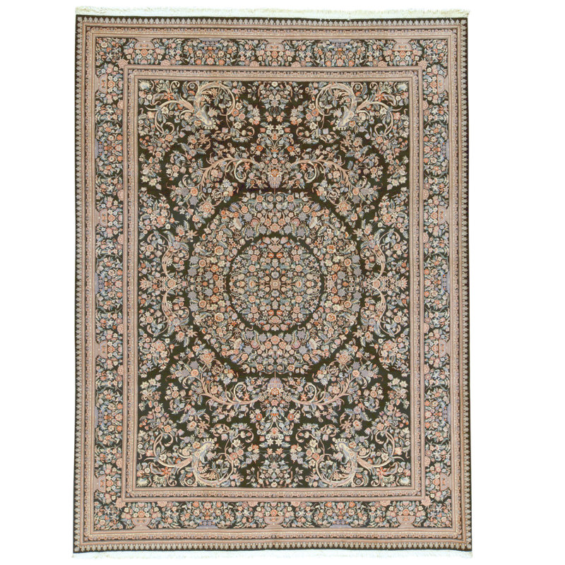 Hand Knotted Wool Area Rug in Black