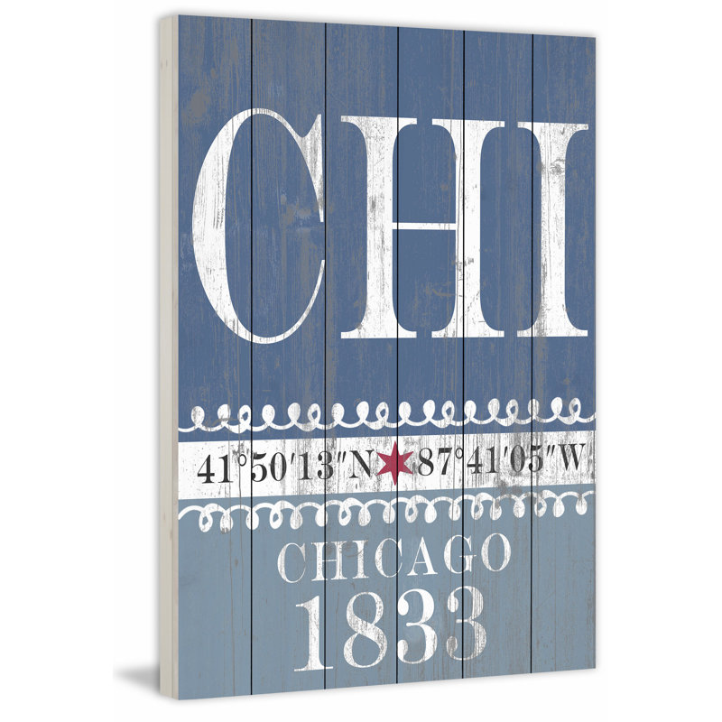 Chicago 1833, art textuel sur bois sans cadre, H 18 po x l 12 po x 1,5 po
