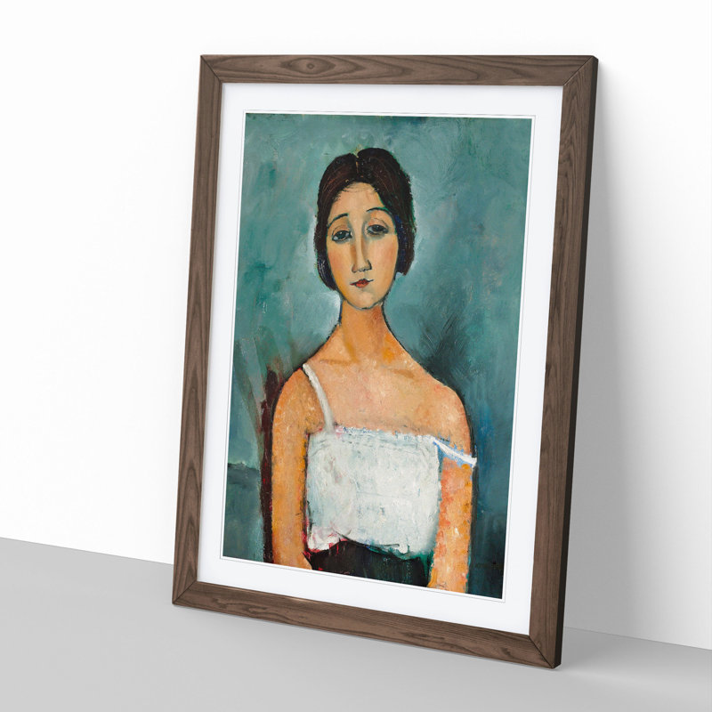 Christina by Amedeo Modigliani - Picture Frame Painting, 48cm H x 36cm W x 2cm D, Walnut Framed