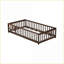 Lit plateforme simple en bois d'hévéa avec garde-corps et amp; Porte, aucun sommier nécessaire, espresso pour espaces compacts-669364398-669364395
