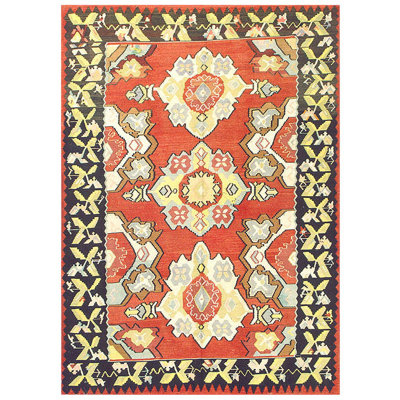 Tapis rétro des années 1950 en corail Besserabian