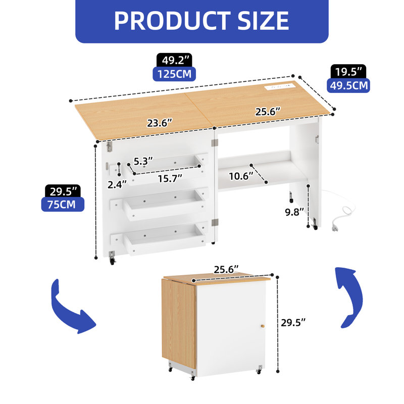 Table de bricolage polyvalente avec roulettes verrouillables et portes magnétiques