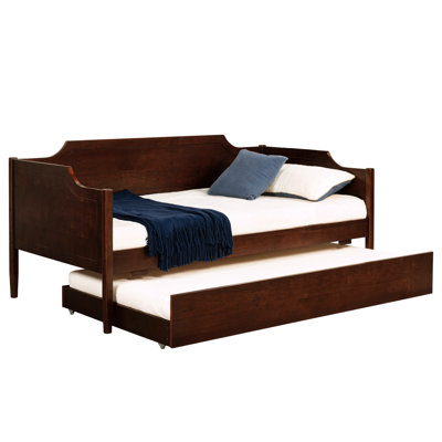Cherry Twin Daybed With Trundle, Modern Classic Look For Bedroom , Appearance Design Features, Panel Accents, Rubberwood And Build, Trundle Easy Extra
