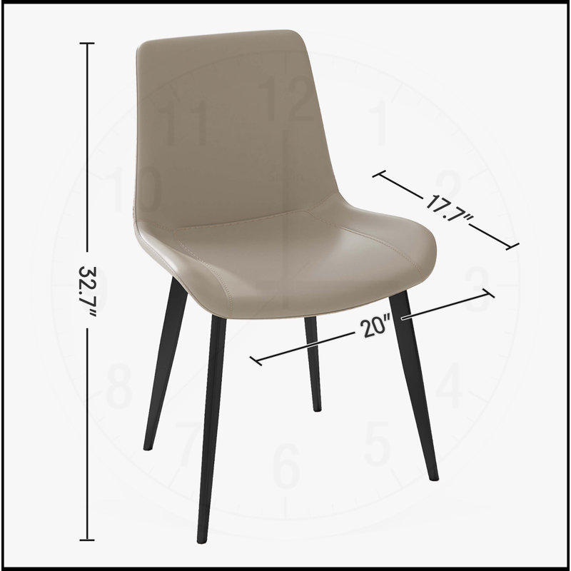 Chaises de salle à manger, siège rembourré en similicuir 4 pièces et pieds robustes en métal, Crème, crème