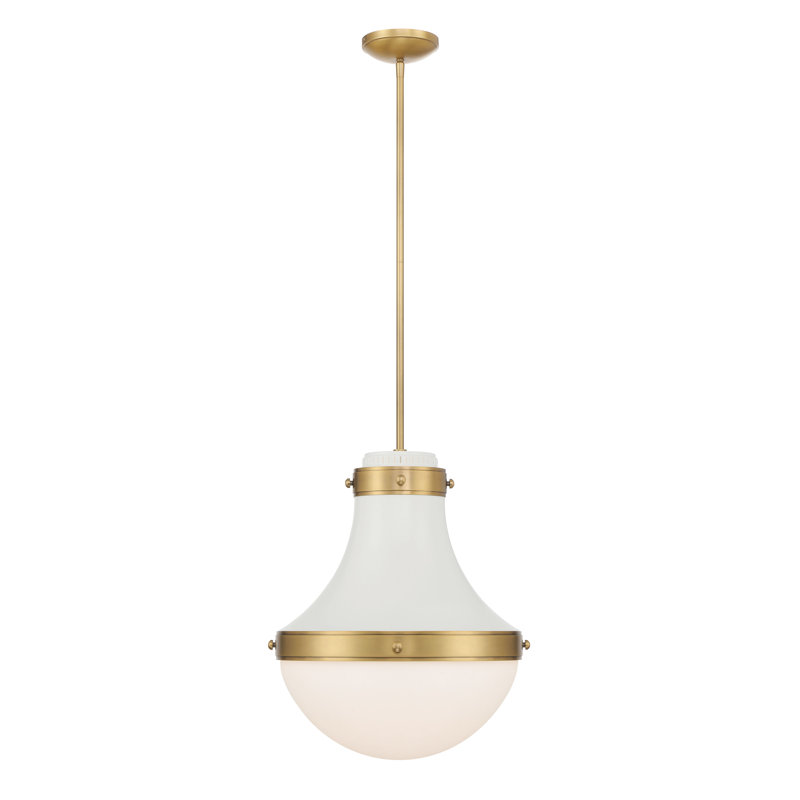 1 LIGHT PENDANT, Legacy Brass/Off White Cream