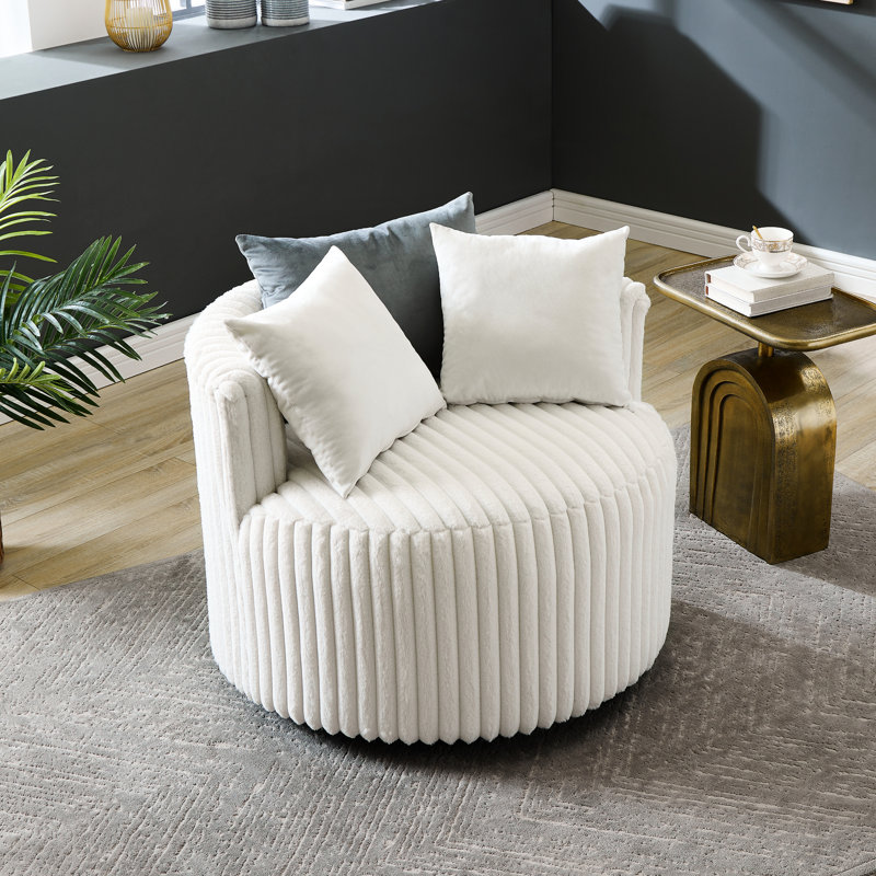 Fauteuil d'appoint confortable avec roulettes, revêtement en velours côtelé rembourré pour une décoration intérieure décontractée