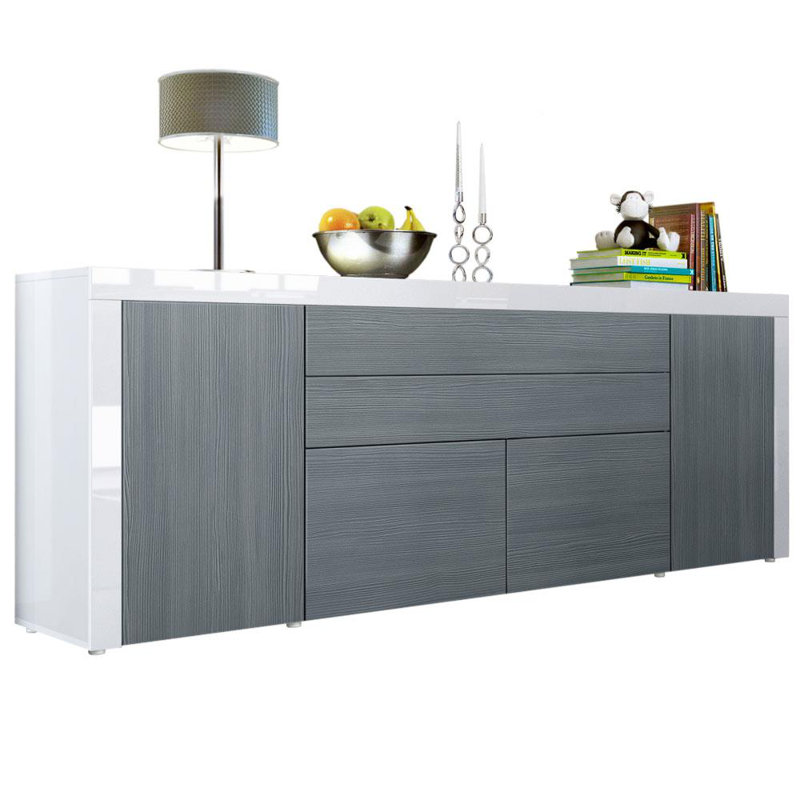 Sideboard Mccutcheon, White (Glossy)/Avola Anthracite/White (Glossy)