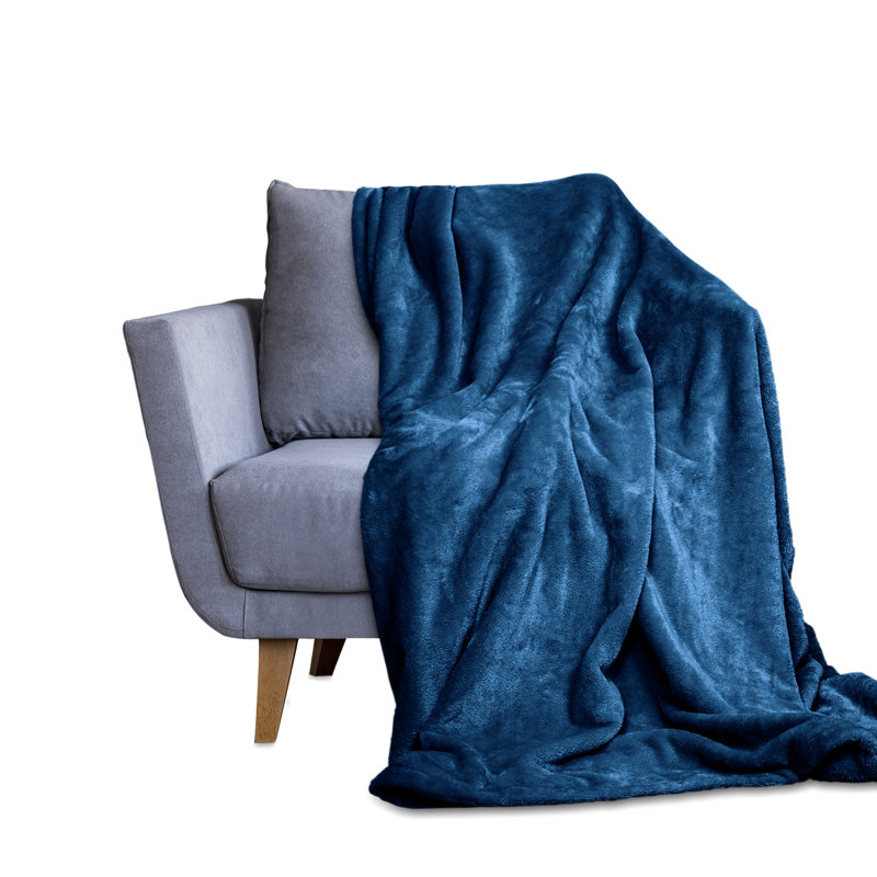 Couverture polaire en microfibre, Bleu marine, L 50 po x L 60 po