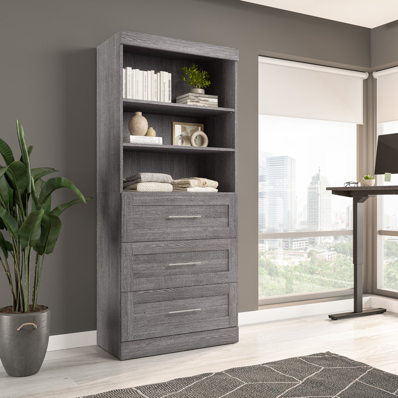Arlex 36W Closet Organizer System with Drawers, Dark Gray