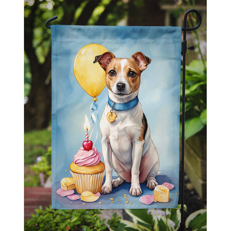 Drapeau de jardin «Happy Birthday», Jack Russell terrier