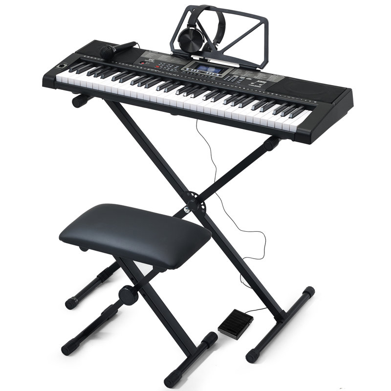 61 touches de piano électrique jouant de la musique avec tabouret pliable