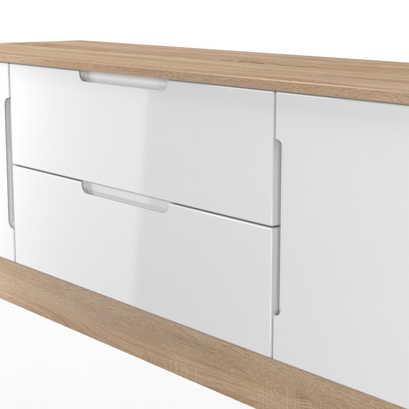 Chantez Unfinished TV Stand for TVs up to 65", White/Natural