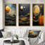 «Yellow Black Neptune Saturns Sonata», 3 pièces sur toile-1515992072-1515992085