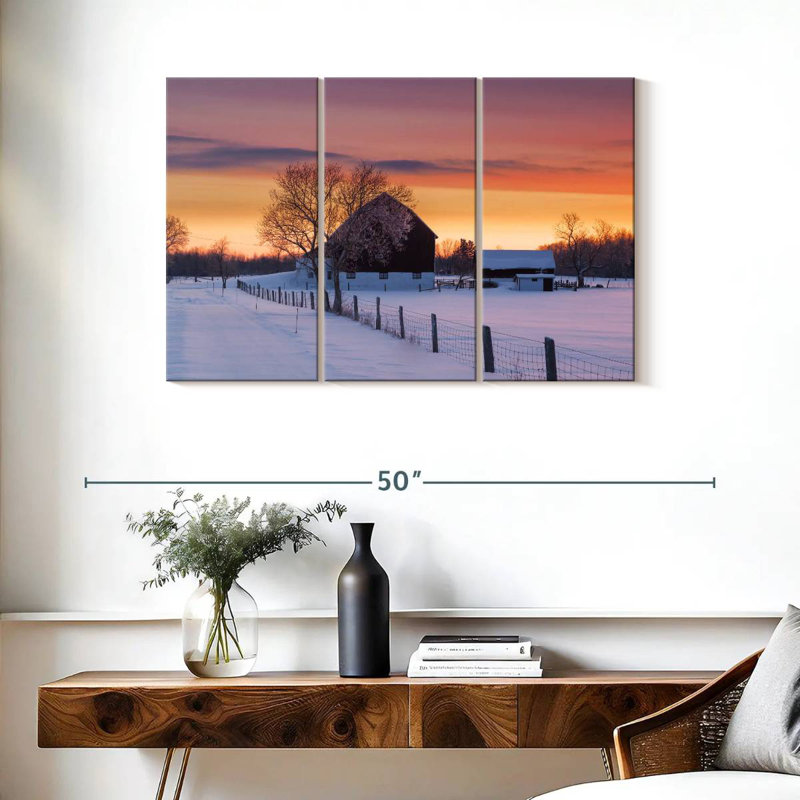 Lilie Rural Barn In Winter, 24" H x 38" W