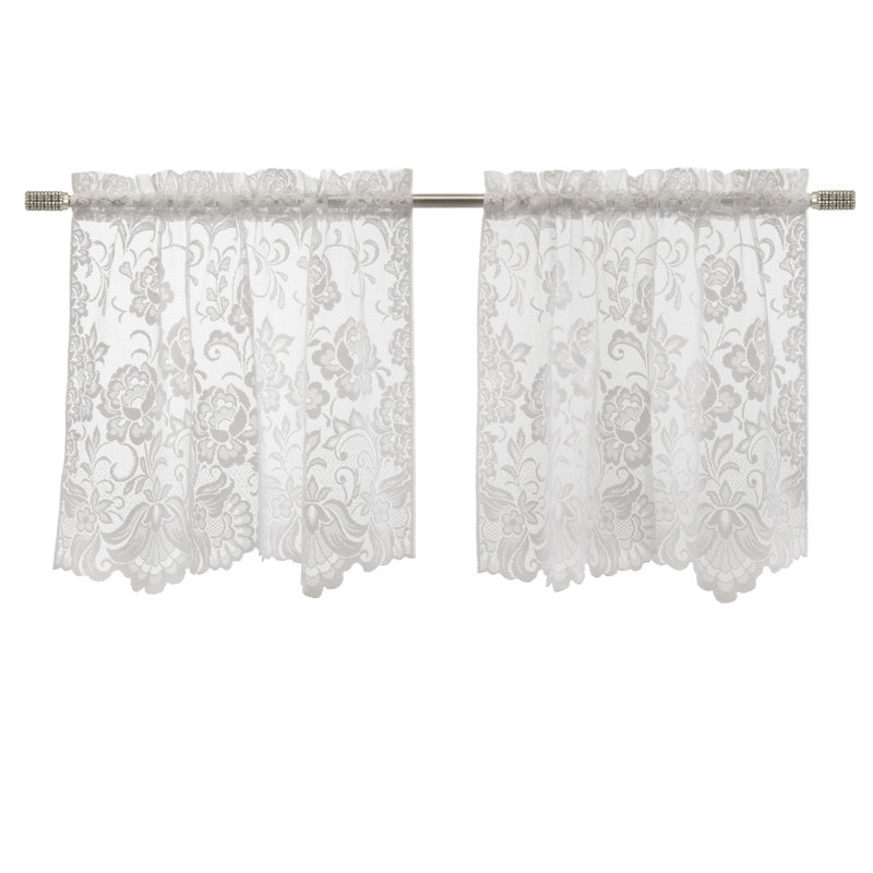 Cantonnière florale à volants 55 po, Blanc, L 55 po x L 36 po
