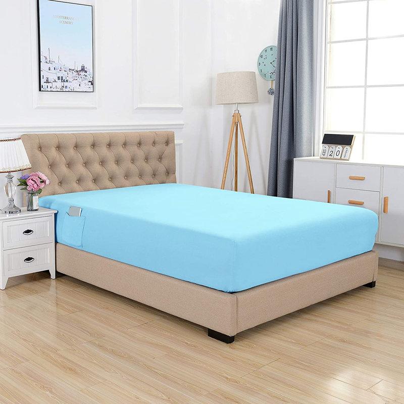 Microfiber Fitted Sheet, California king, Aqua